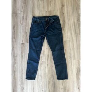 Express Jeans Womens 14R Blue Dark Wash Denim Cotton Logo Mid Rise Skinny Leg